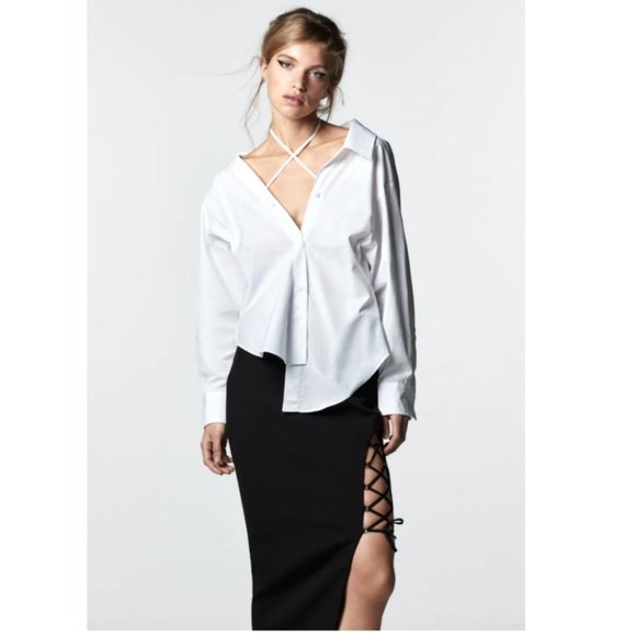 NWT ZARA  BLACK LACED PENCIL SKIRT - Picture 1 of 4